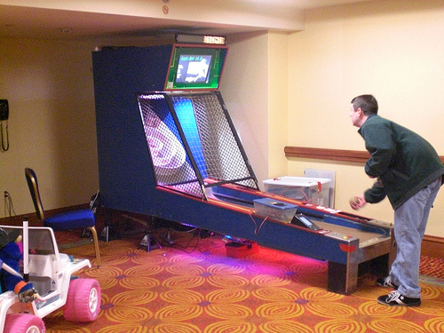 Erik playing a game on SkeeBot